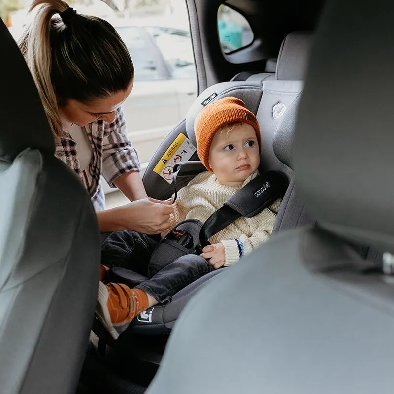 i-Size car seat with Isofix Coccolle Nyota, 360° rotation with one hand, Adjustable headrest, Removable cover, Anti-rebound system, Pozitie somn, 40-150 cm, 0-12 ani, R129 approved, Diamond black
