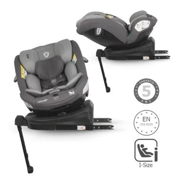 Coccolle i-Size car seat Sidra Premium Line, rotating with Isofix, Adjustable headrest, Pozitie somn, Removable cover, Anti-rebound system, Picior de fixare, 40-150 cm, 0-12 ani, Diamond black