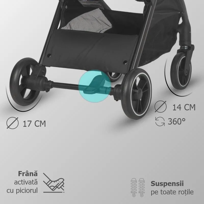 Sport stroller with automatic compact folding Coccolle Arella, Aluminium frame, Detachable wheels, Adjustable backrest, UV protection, Extendable canopy, Ventilatie, Max load 22 kg, Sand Beige