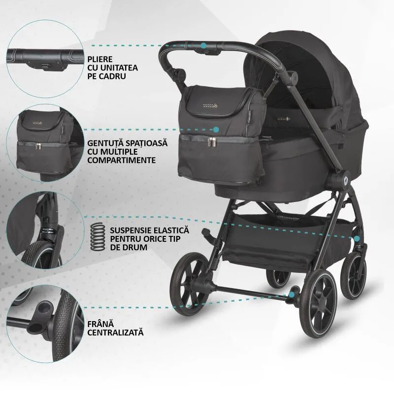 Modular 2-in-1 stroller Coccolle Serry Jet Black