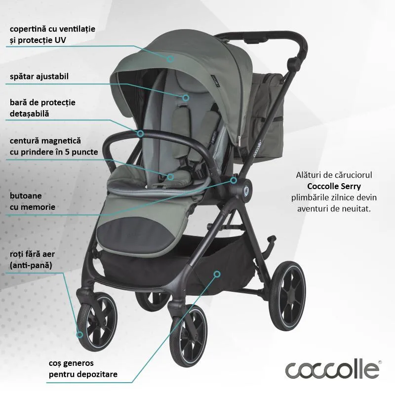 Modular 2-in-1 stroller Coccolle Serry Moss Green