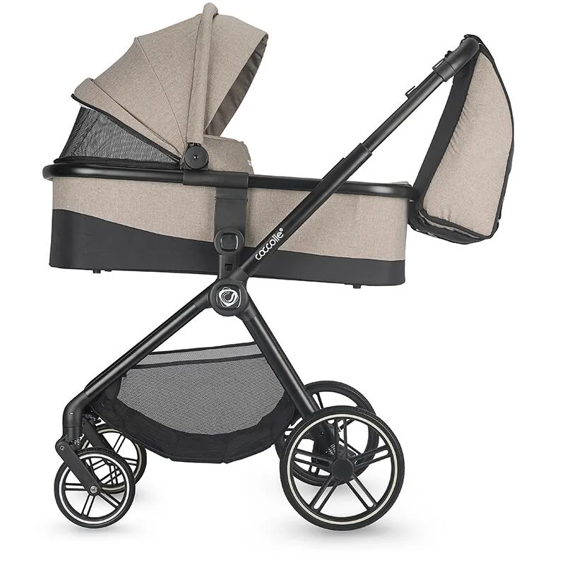 Modular 3-in-1 stroller Coccolle Lissia Butternut Beige with i-Size infant car seat Coccolle Knox Black