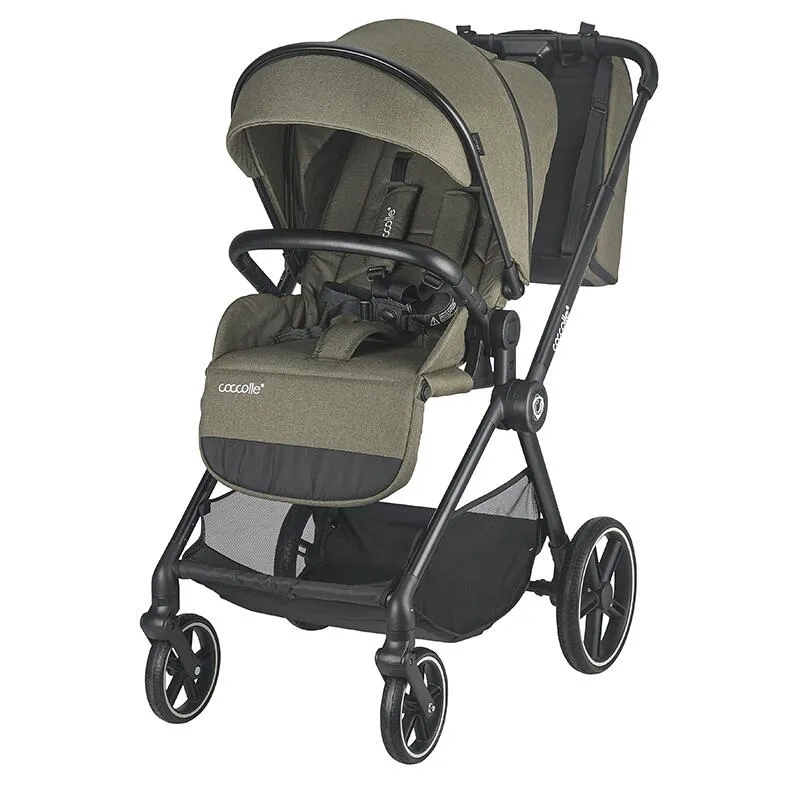 Modular 4-in-1 stroller Coccolle Lissia Moss Green with i-Size infant car seat Coccolle Knox Black and i-Size Isofix base Coccolle Knox
