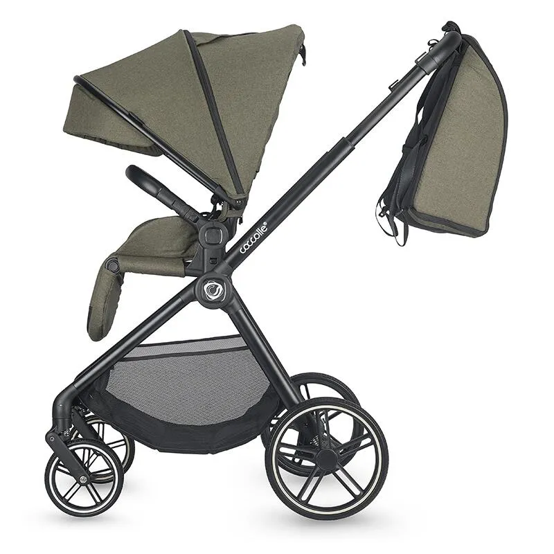 Modular 4-in-1 stroller Coccolle Lissia Moss Green with i-Size infant car seat Coccolle Knox Black and i-Size Isofix base Coccolle Knox