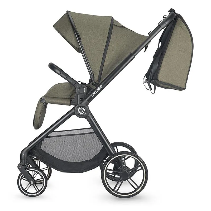 Modular 4-in-1 stroller Coccolle Lissia Moss Green with i-Size infant car seat Coccolle Knox Black and i-Size Isofix base Coccolle Knox