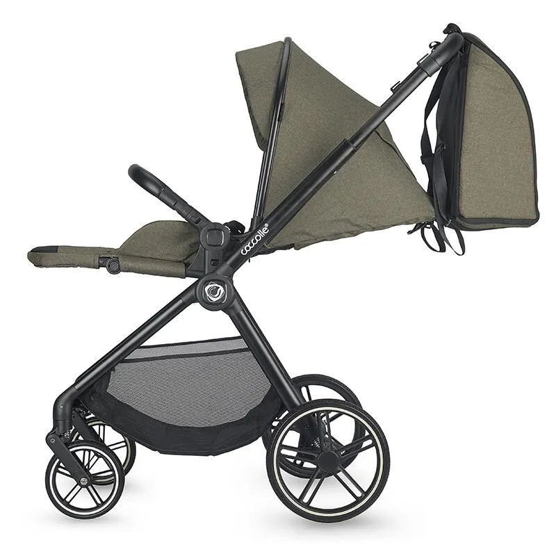 Modular 4-in-1 stroller Coccolle Lissia Moss Green with i-Size infant car seat Coccolle Knox Black and i-Size Isofix base Coccolle Knox