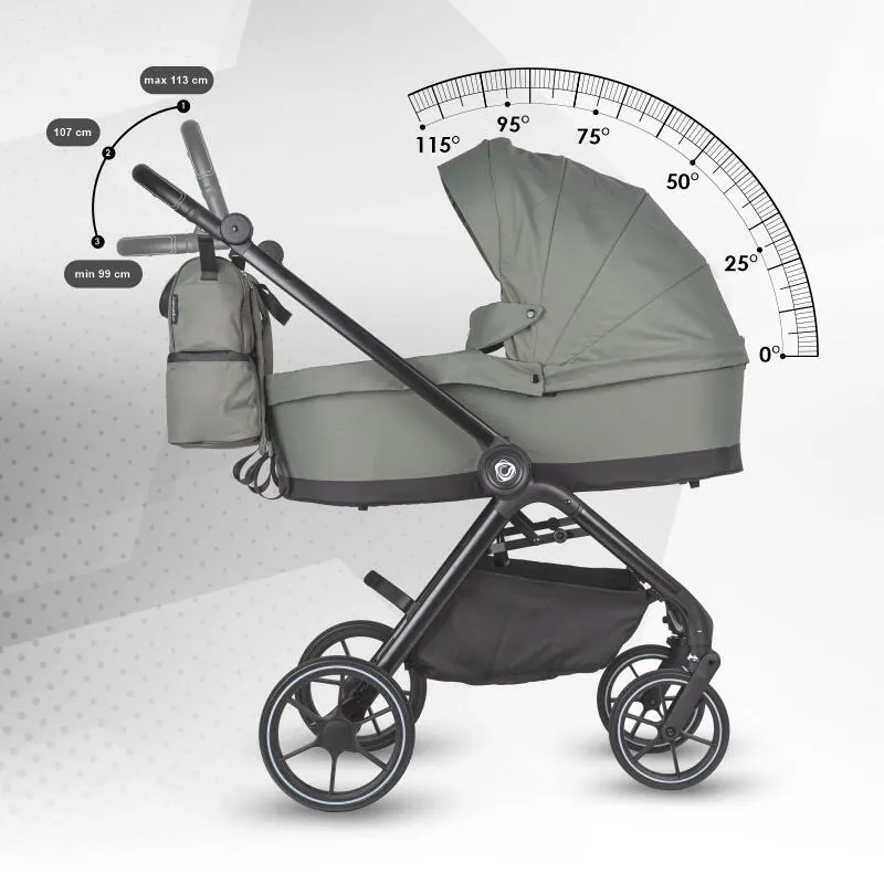 Modular 4-in-1 stroller Coccolle Serry Moss Green with i-Size infant car seat Coccolle Knox Black and i-Size Isofix base Coccolle Knox