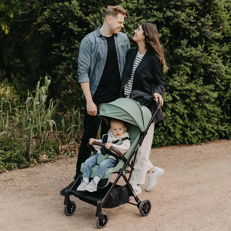 Autofold sport stroller Coccolle Melia, Aluminium frame anodized, XXL canopy with UV 50+ protection, High ground clearance, pozitie verticala dupa pliere, certified up to 22 kg, Mistletoe Green