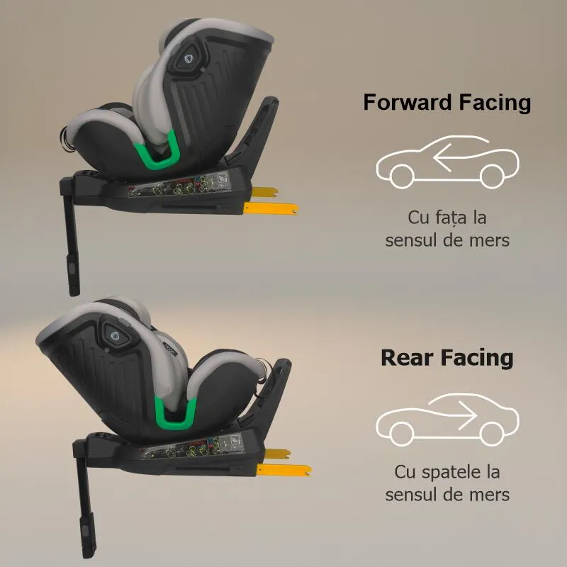 Scaun auto iSize Coccolle Mago Premium, with support leg, Isofix, 40-150 cm, 0-36 kg, 360° rotation, Adjustable headrest, Pozitie somn, Side-impact protection, Anti-rebound bar, Jet Black