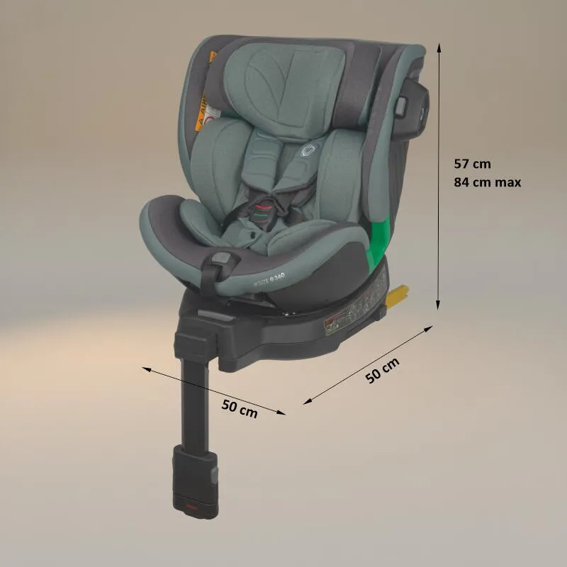 Scaun auto iSize Coccolle Mago Premium, cu picior de fixare, Isofix, 40-150 cm, 0-36 kg, Rotire 360 grade, Tetiera reglabila, Pozitie somn, Protectie impact lateral, Bara recul, Greenstone