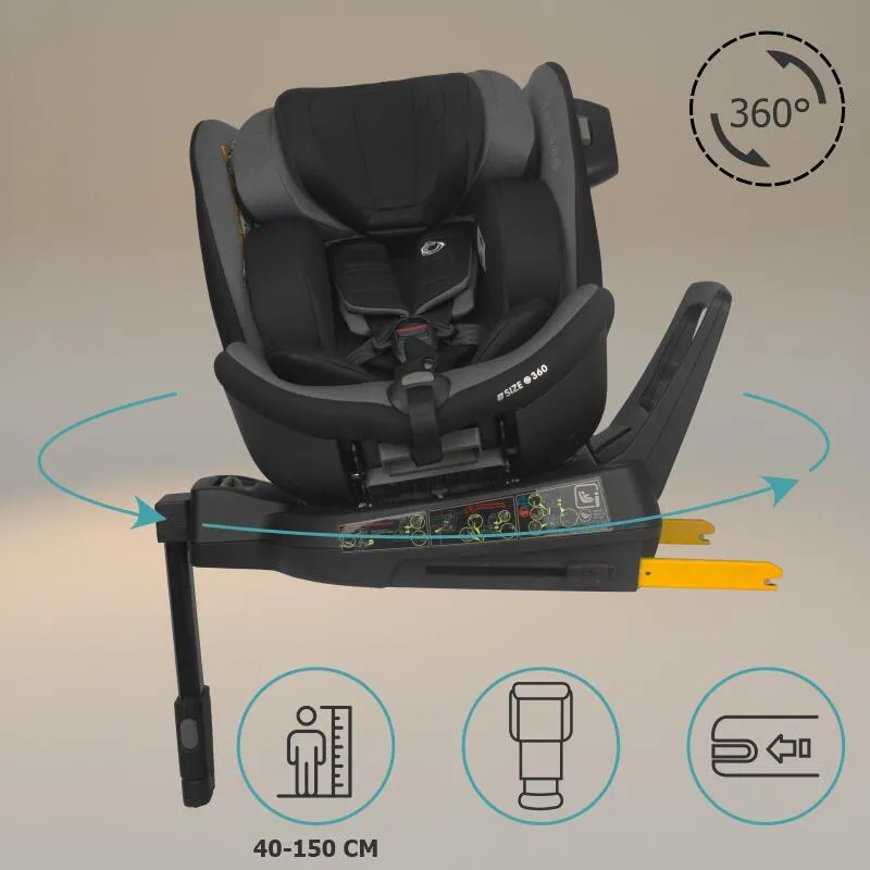 Scaun auto iSize Coccolle Mago Premium, with support leg, Isofix, 40-150 cm, 0-36 kg, 360° rotation, Adjustable headrest, Pozitie somn, Side-impact protection, Anti-rebound bar, Neutral Grey