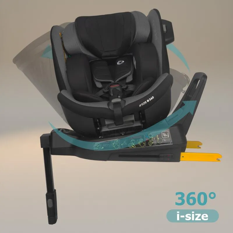 Scaun auto iSize Coccolle Mago Premium, with support leg, Isofix, 40-150 cm, 0-36 kg, 360° rotation, Adjustable headrest, Pozitie somn, Side-impact protection, Anti-rebound bar, Neutral Grey