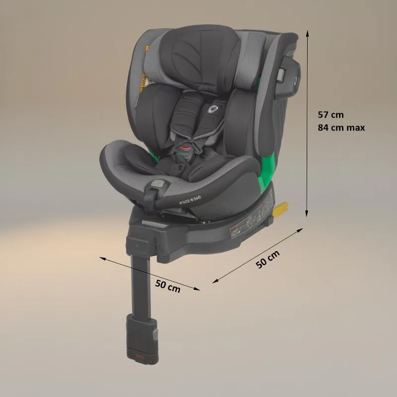 Scaun auto iSize Coccolle Mago Premium, with support leg, Isofix, 40-150 cm, 0-36 kg, 360° rotation, Adjustable headrest, Pozitie somn, Side-impact protection, Anti-rebound bar, Neutral Grey