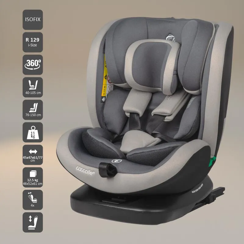 Premium rotating i-Size car seat 40-150 cm Coccolle Mydo Urban Grey