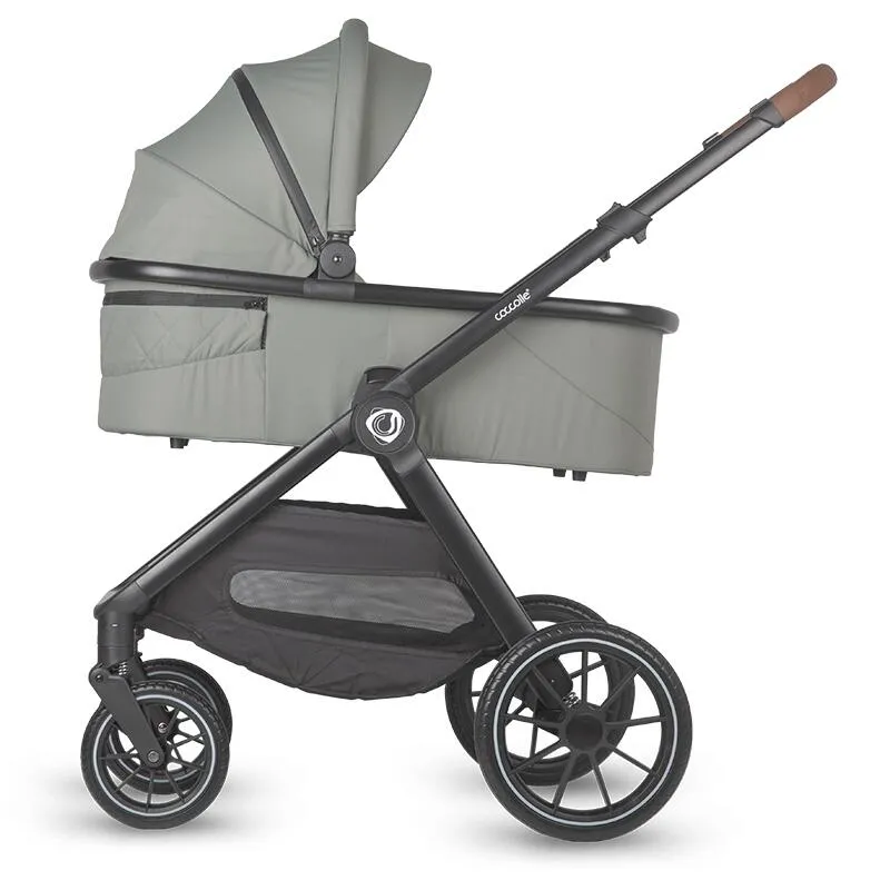 Modular 2-in-1 stroller Coccolle Aspen Premium Line, Foldable, Detachable wheels, Suspension, Adjustable backrest, XXL canopy, Footmuff and ploaie, EN 1888 safety standard, Moss Green