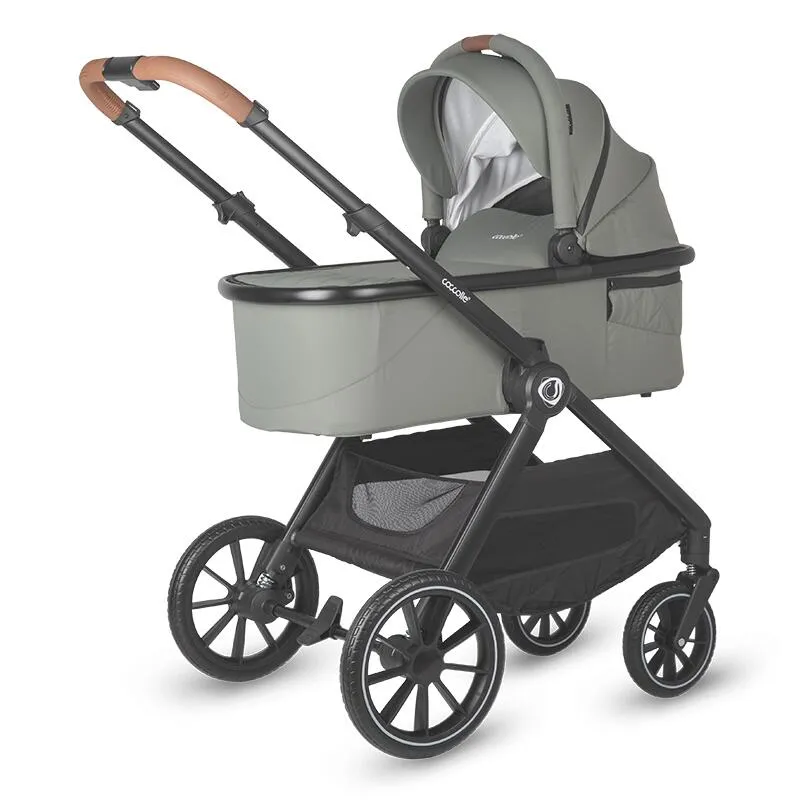 Modular 2-in-1 stroller Coccolle Aspen Premium Line, Foldable, Detachable wheels, Suspension, Adjustable backrest, XXL canopy, Footmuff and ploaie, EN 1888 safety standard, Moss Green